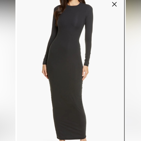 SKIMS Fits Everybody Crew Neck Long Sleeve Dress - Picture 1 of 5